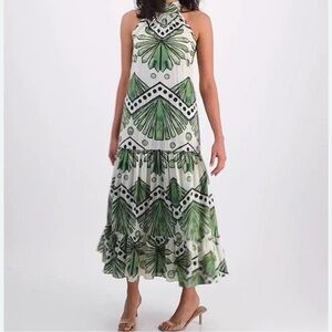 NWT MSK Women's Printed Cotton Halter Mock Neck Maxi Dress Size XL